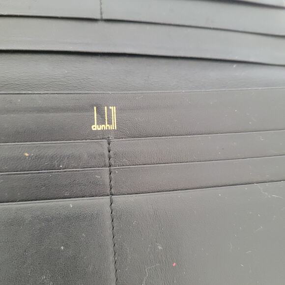 Dunhill Designer Checkbook Card Slim Bill Holder Wallet Black Bifold Leather - Picture 6 of 11